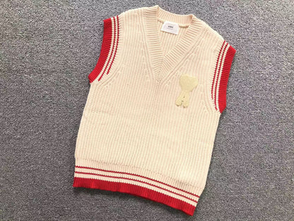 Suéter AMI Paris Tricot V Neck Heart Logo