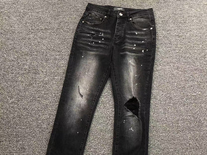 Calça AMIRI Black Paint Wash Denim