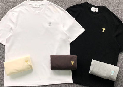 Camiseta AMI Paris Mini Heart Logo Contrast Tee