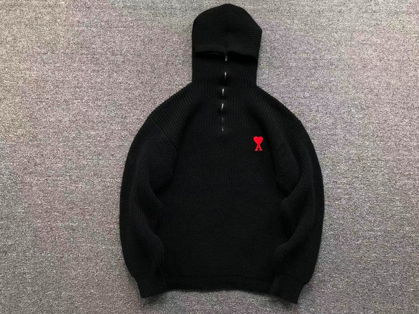 Suéter AMI Paris Knit Half-Zip Coração Minimal