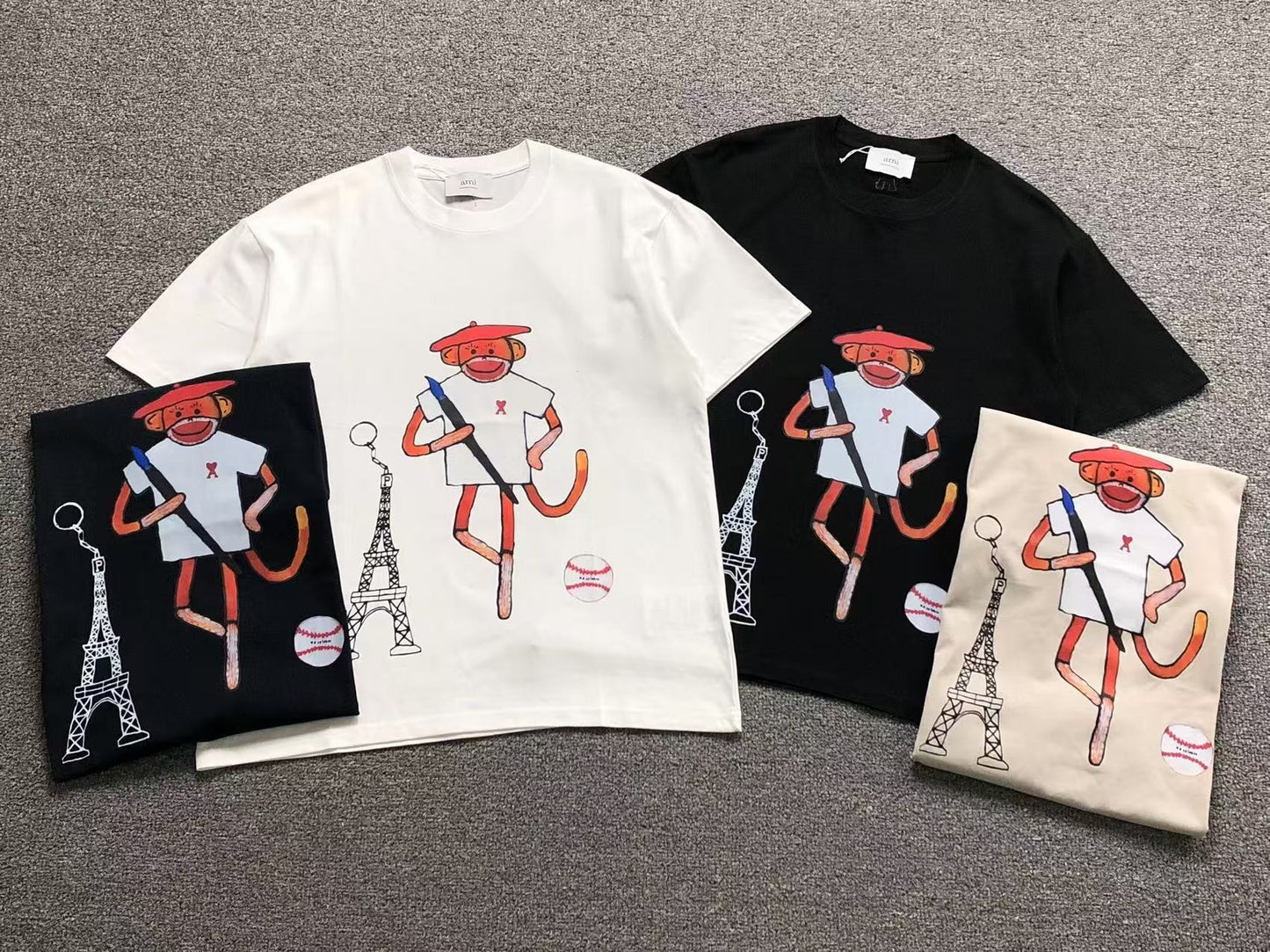 Camiseta AMI Paris Monkey Graphic Tee