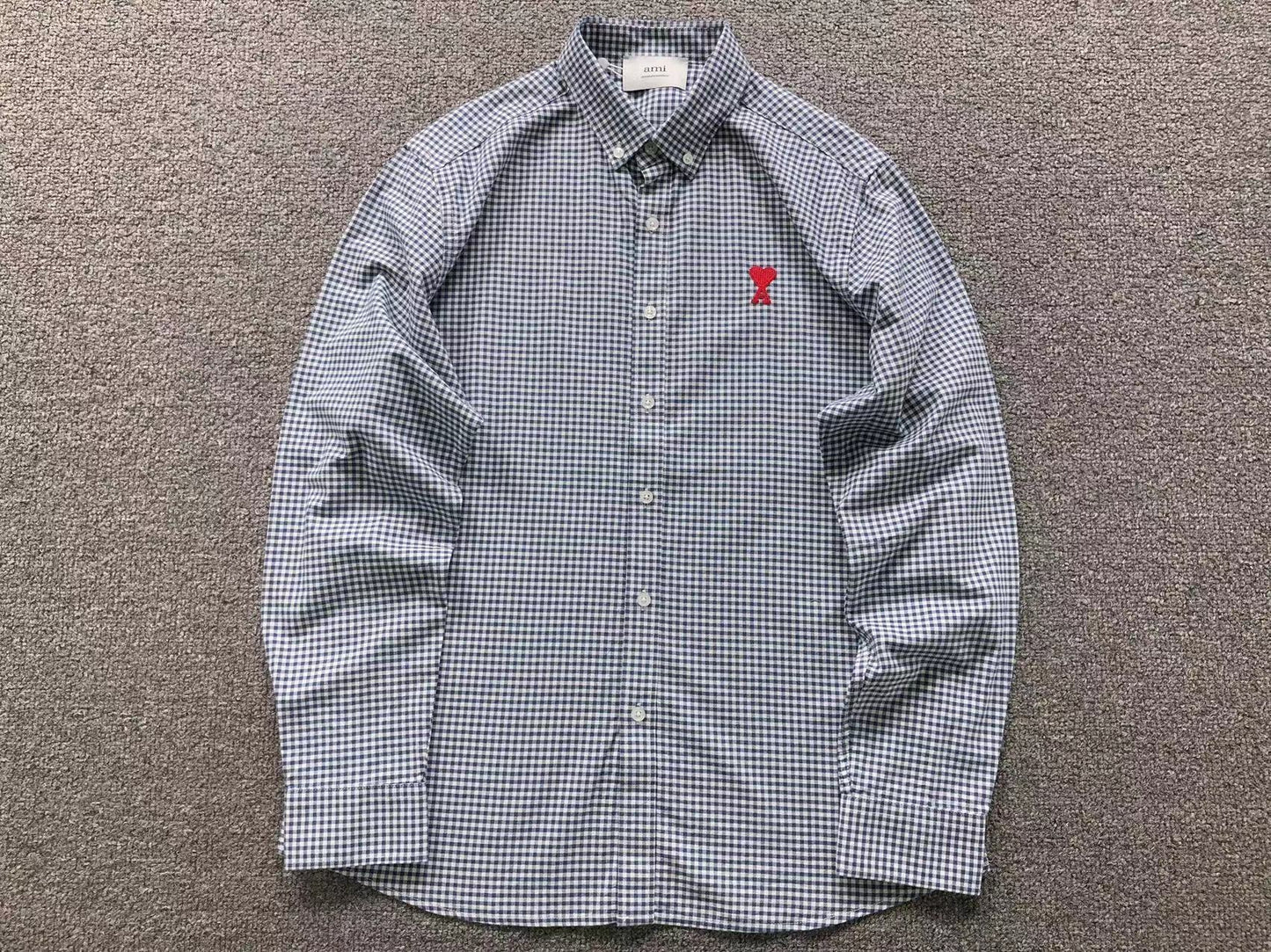 Camisa Social AMI Paris Vichy Heart Logo