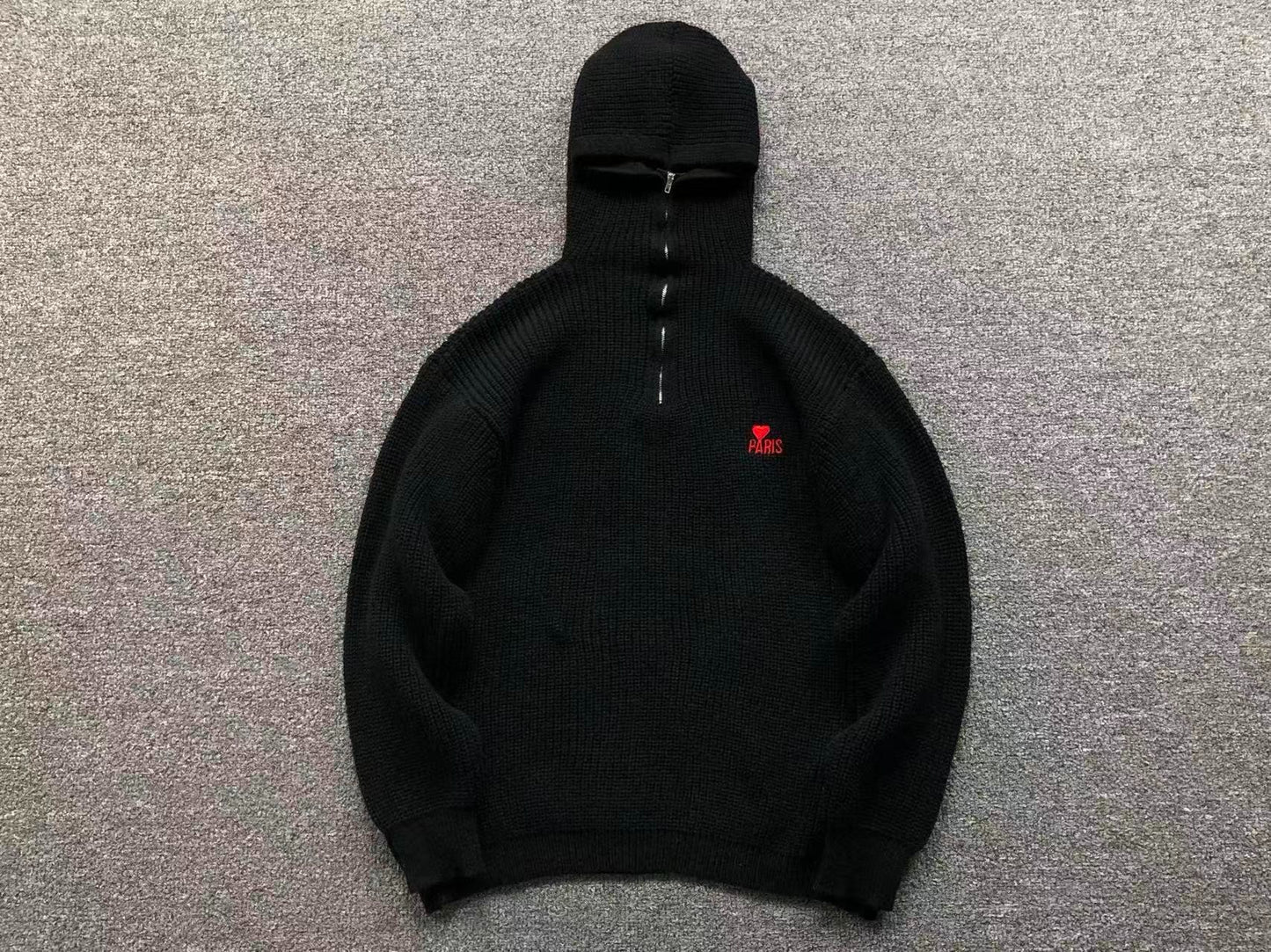 Suéter AMI Paris Knit Half-Zip Coração Minimal
