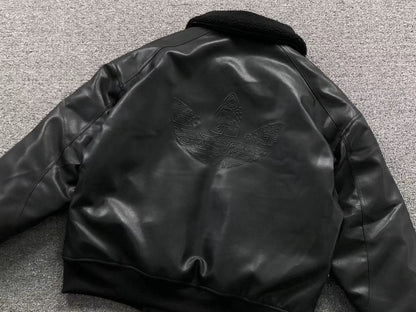 Jaqueta Adidas Leather Sherpa Black Bomber