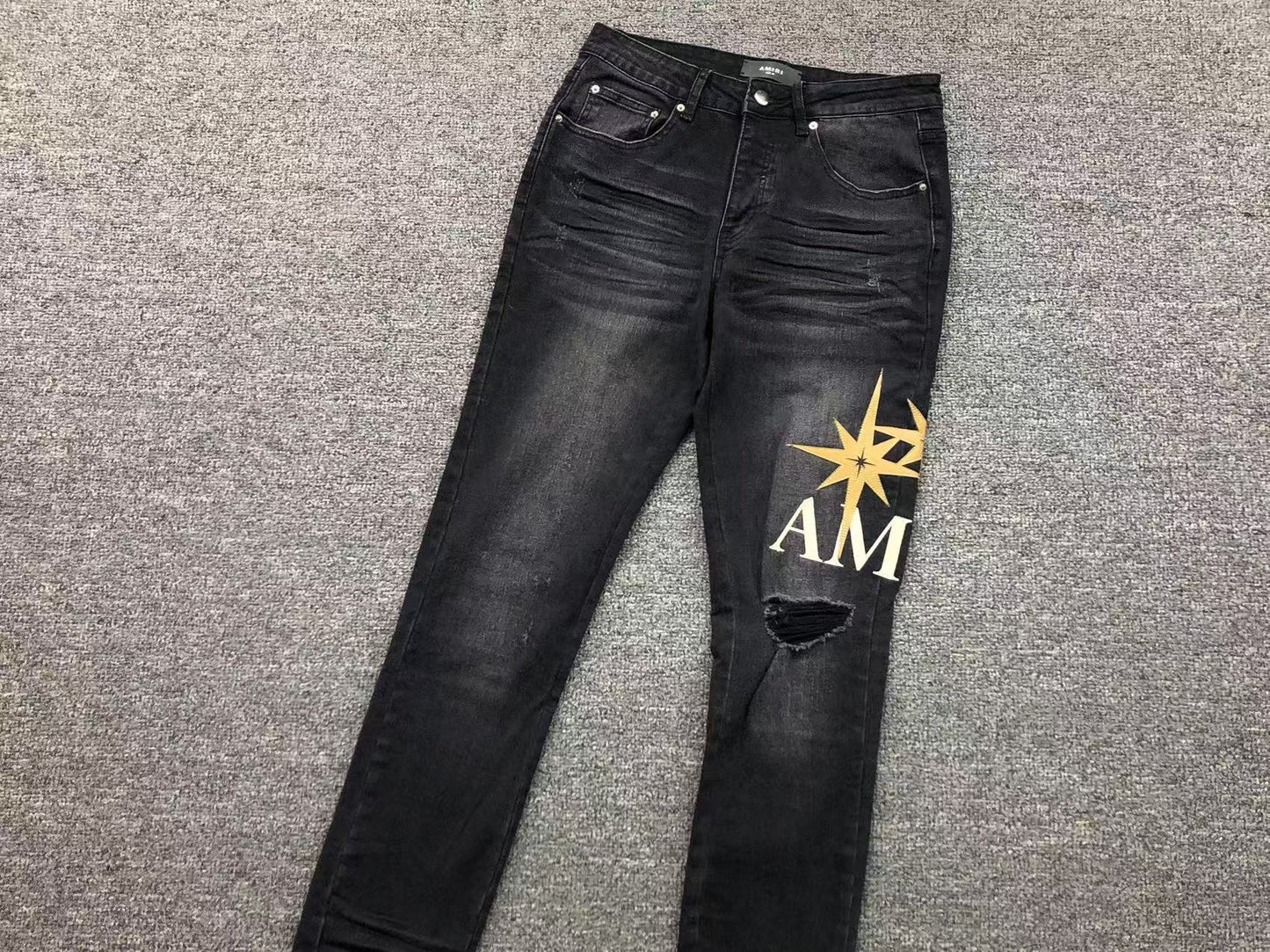 Calça AMIRI Star Logo Black Denim