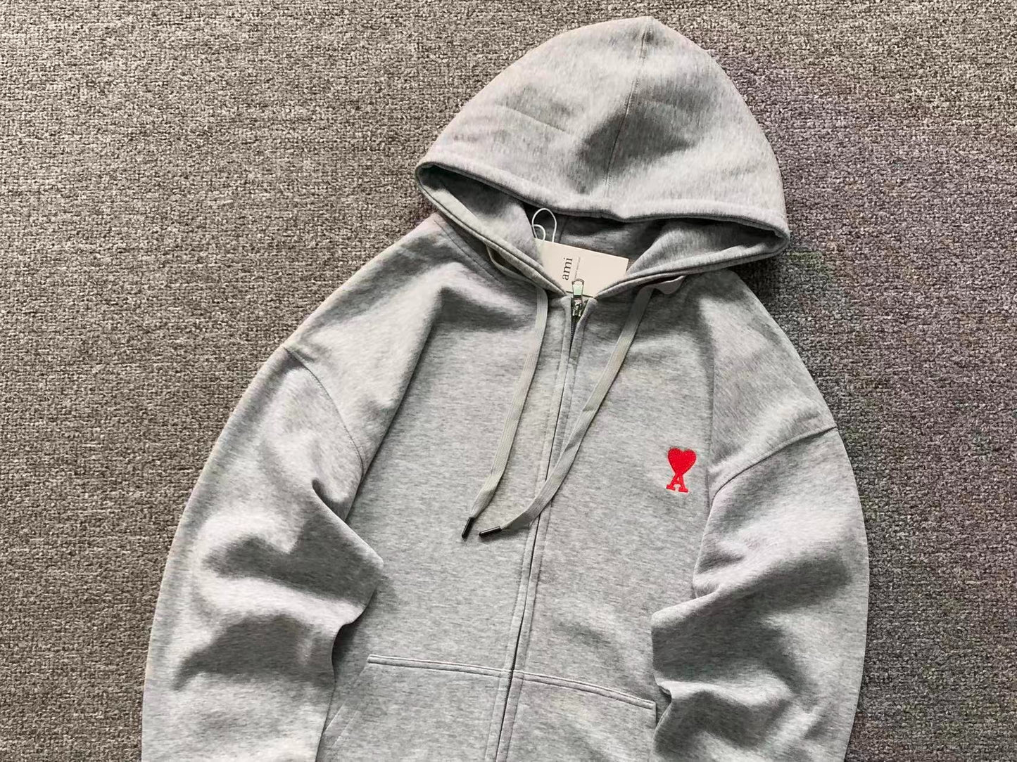 Moletom AMI Paris Zip Hoodie Logo Heart