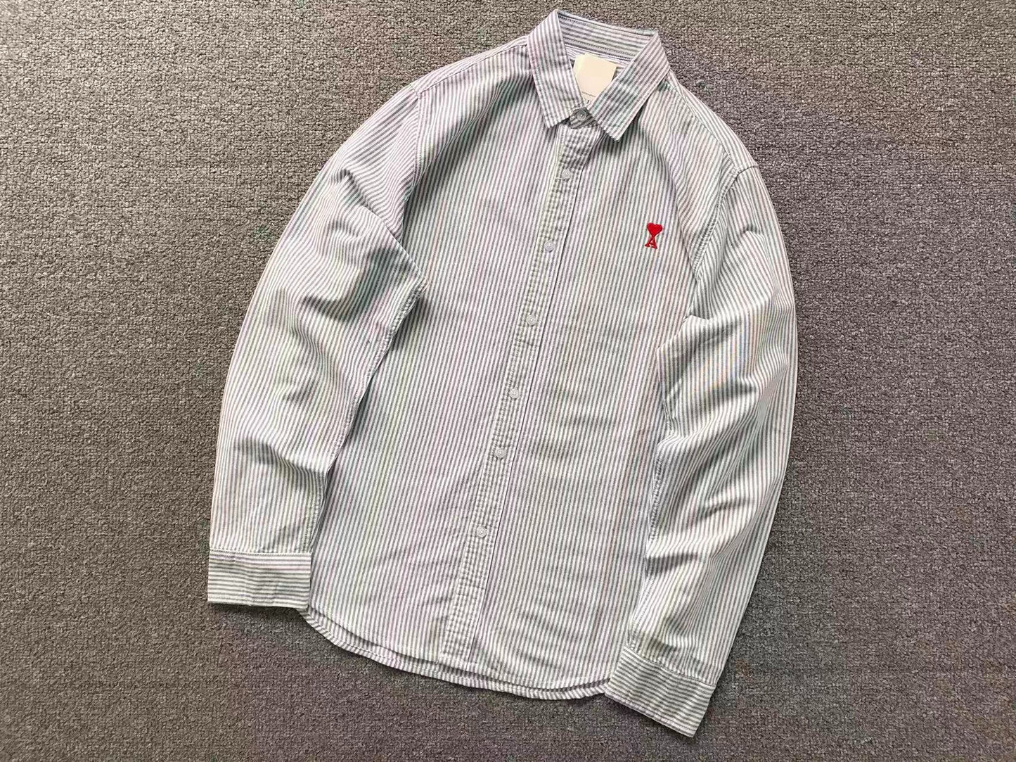 Camisa AMI Paris Striped Mini Heart Premium