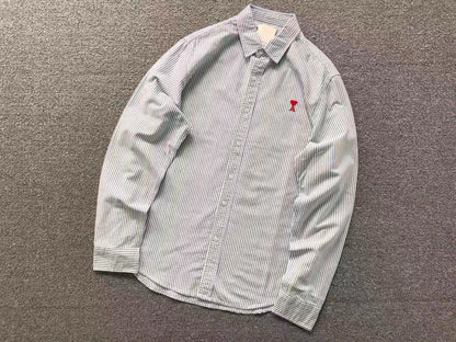 Camisa AMI Paris Striped Mini Heart Premium