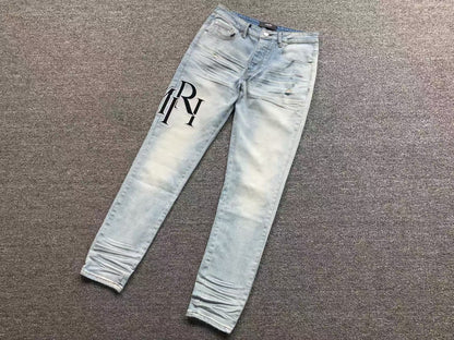 Calça AMIRI TR Monogram Ice Blue Denim