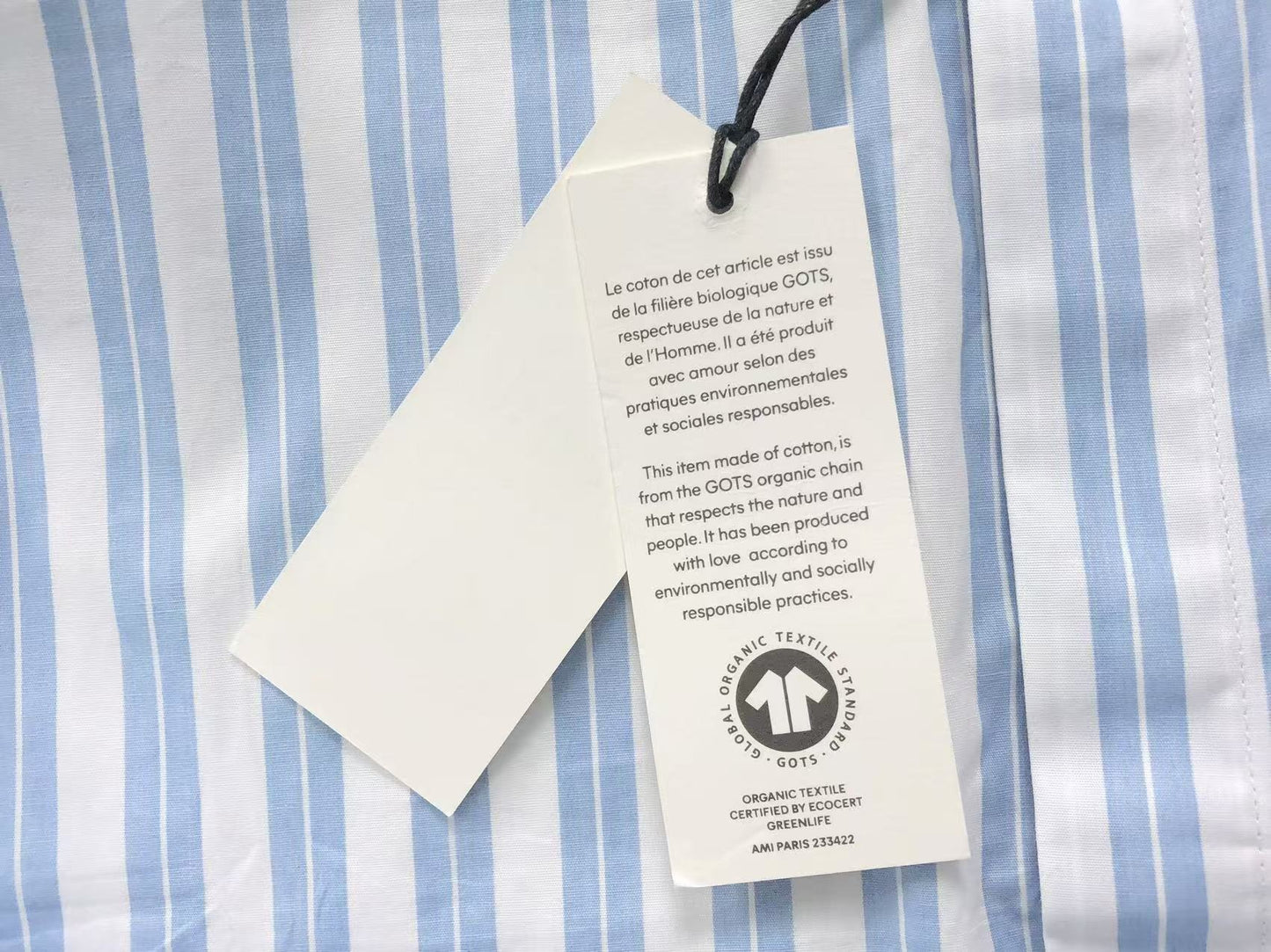 Camisa AMI Paris Stripe Mini Heart Blue
