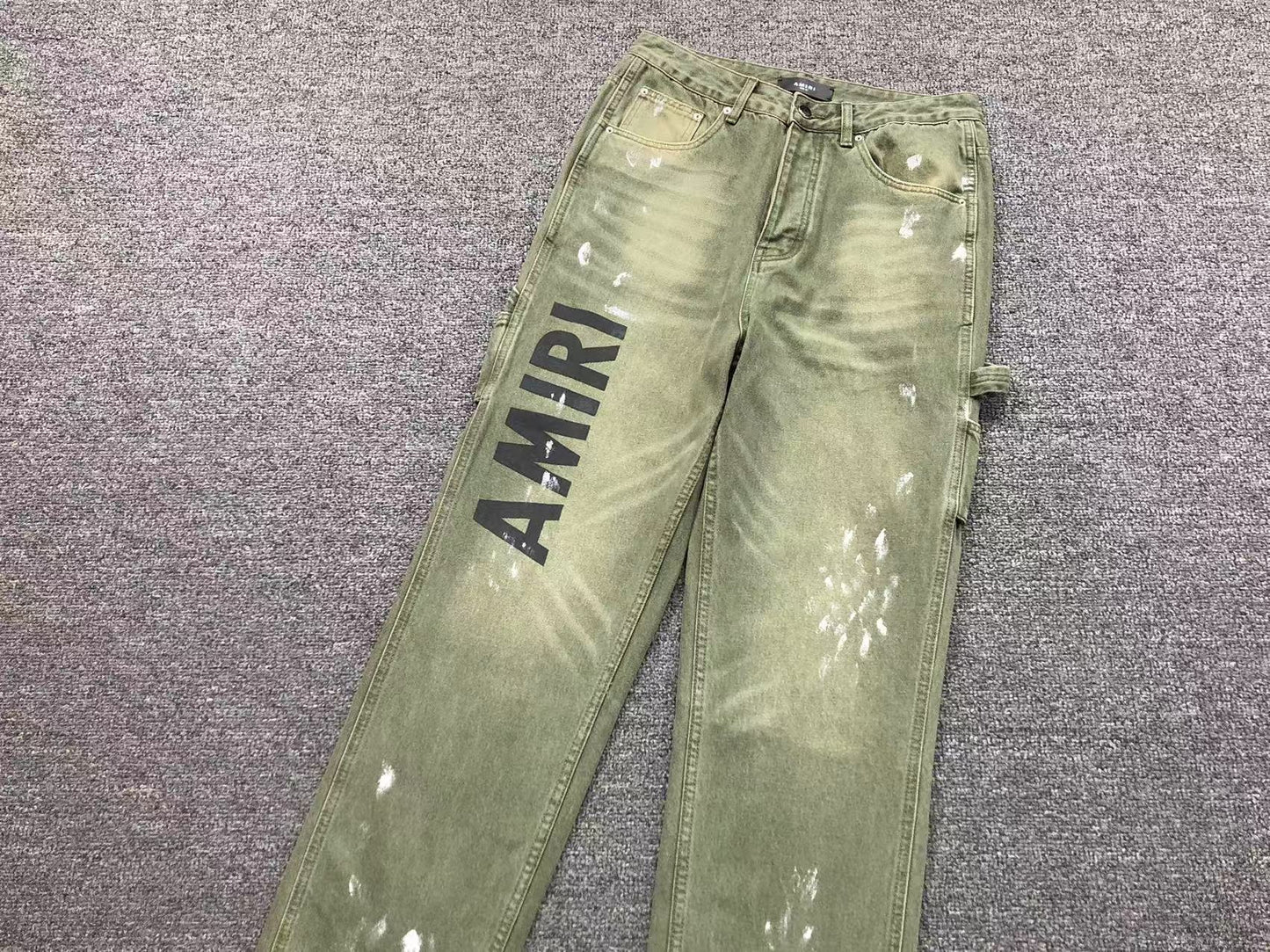 Calça AMIRI Military Green Logo Cargo Denim