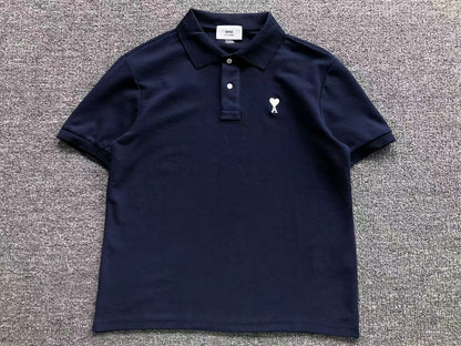 Camiseta Polo AMI Paris Mini Heart Logo Contrast Classic
