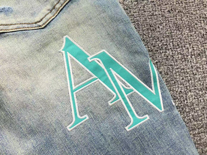 Calça AMIRI TR Ice Blue Distressed Denim