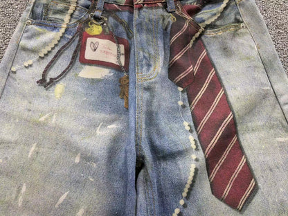 Calça Acne Studios Y2K Printed Denim