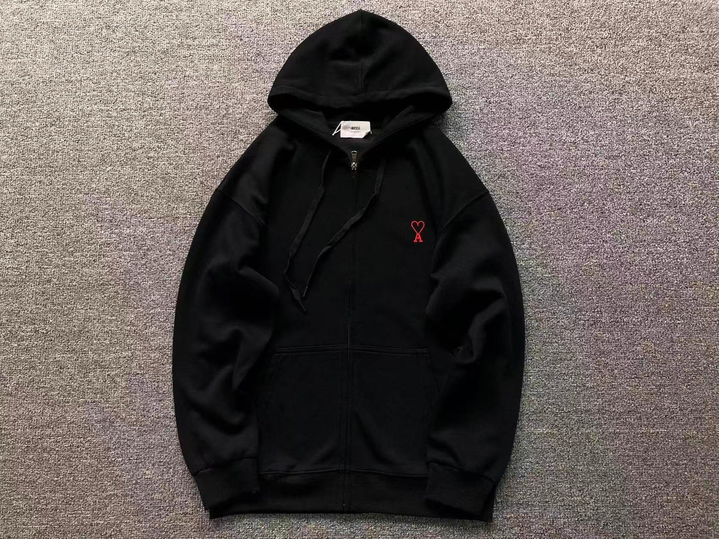 Moletom com Capuz AMI Paris Zip Hoodie Logo Coração
