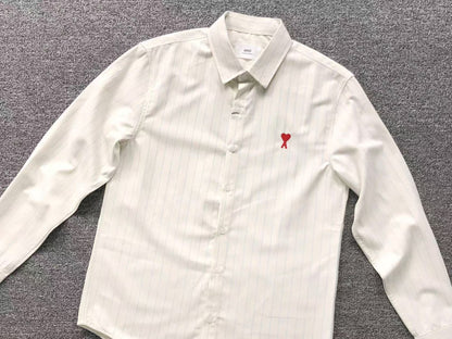 Camisa AMI Paris Striped Heart Manga Longa