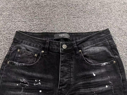 Calça AMIRI Black Paint Wash Denim