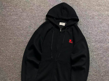Moletom AMI Paris com Zíper Logo Coração Paris