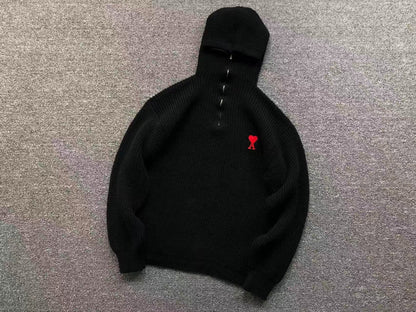 Suéter AMI Paris Knit Half-Zip Coração Minimal