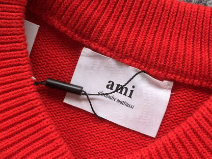 Suéter AMI Paris Heart Logo Vermelho