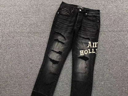 Calça AMIRI Hollywood Black Destroyed Denim
