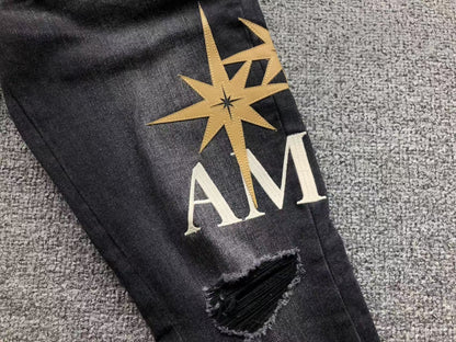 Calça AMIRI Star Logo Black Denim