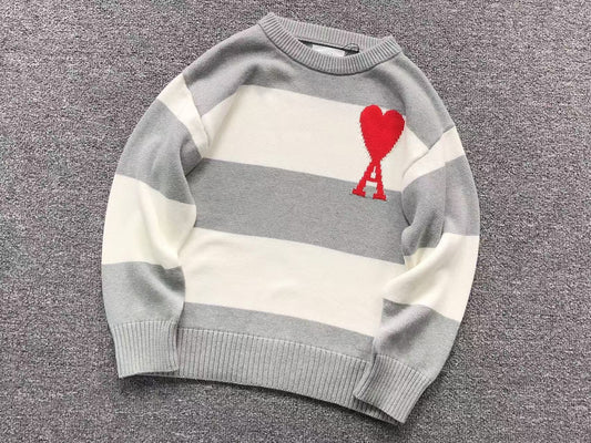 Suéter AMI Paris Stripe Bold Coração