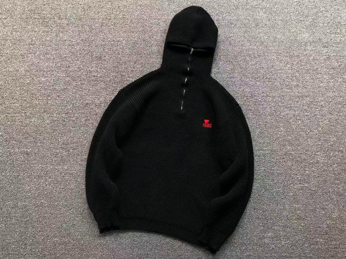 Suéter AMI Paris Knit Half-Zip Coração Minimal