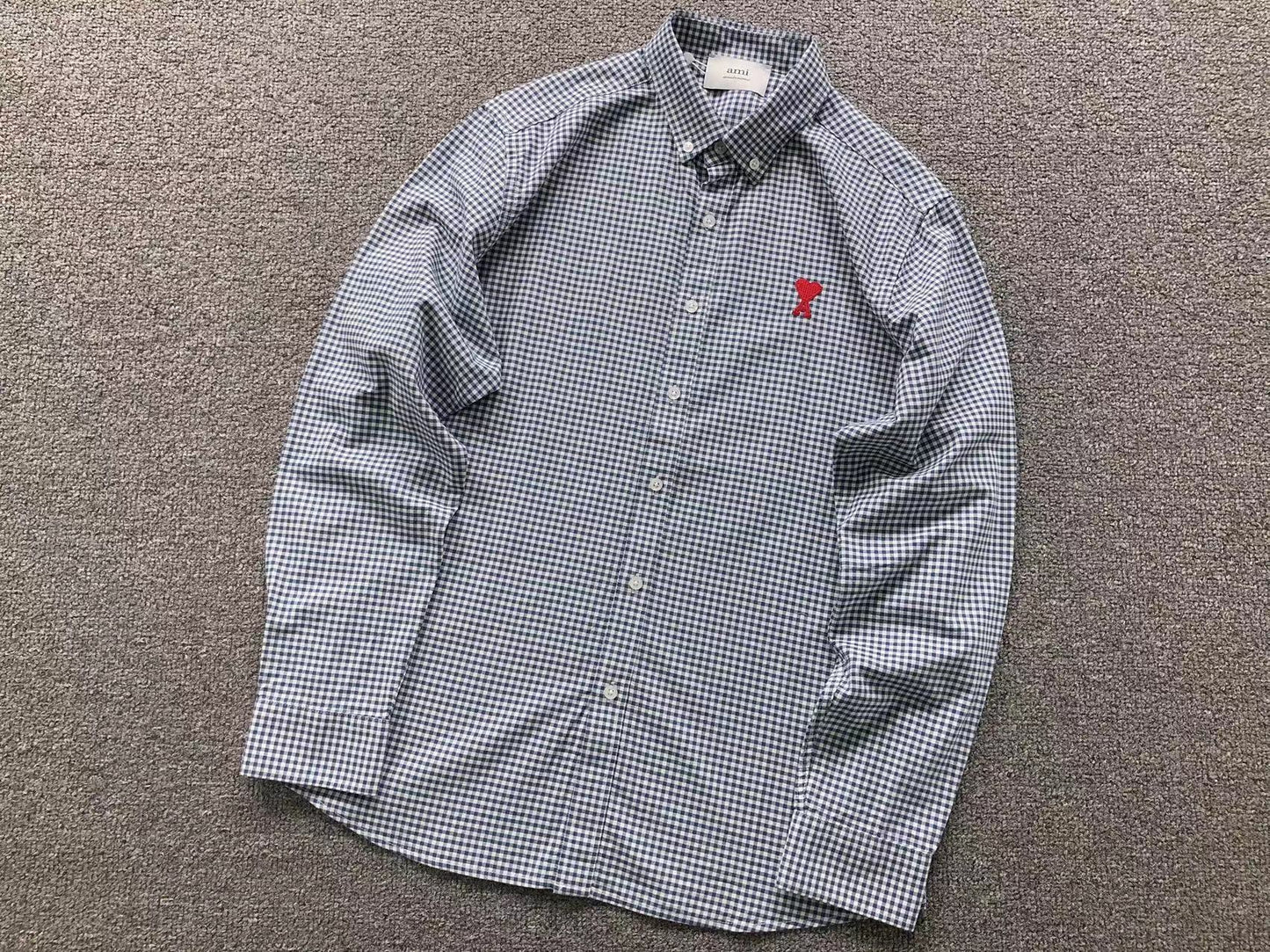 Camisa Social AMI Paris Vichy Heart Logo