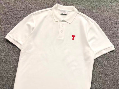 Camiseta Polo AMI Paris Logo Coração Bordado