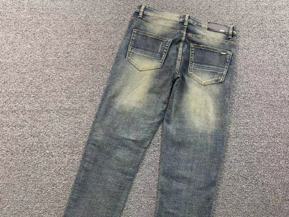 Calça AMIRI Vintage Blue Ribbed Destroyed Denim