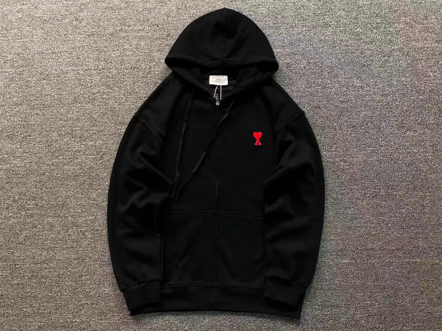 Moletom AMI Paris Zip Hoodie Logo Heart