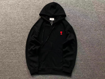 Moletom AMI Paris Zip Hoodie Logo Heart