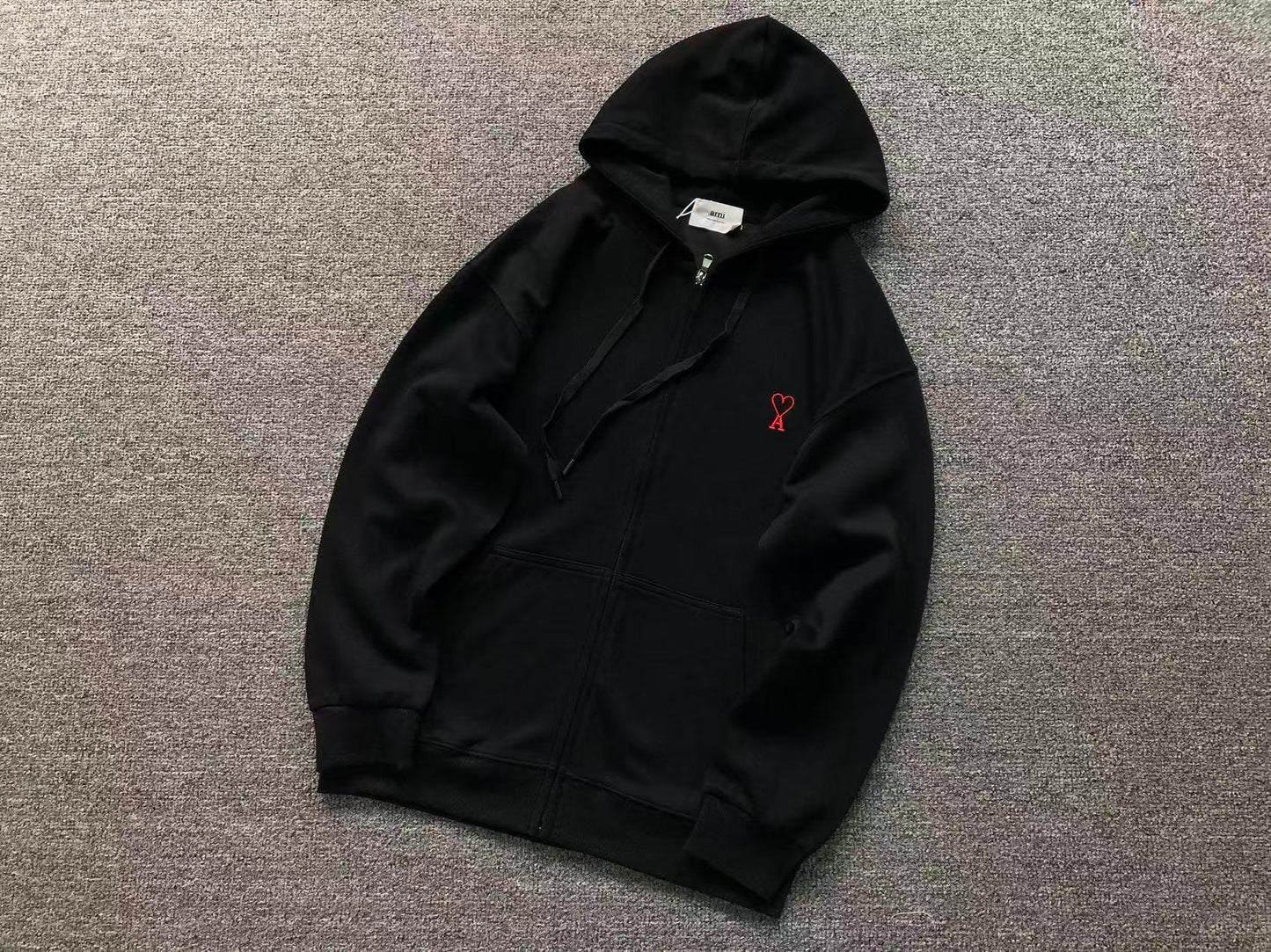 Moletom com Capuz AMI Paris Zip Hoodie Logo Coração