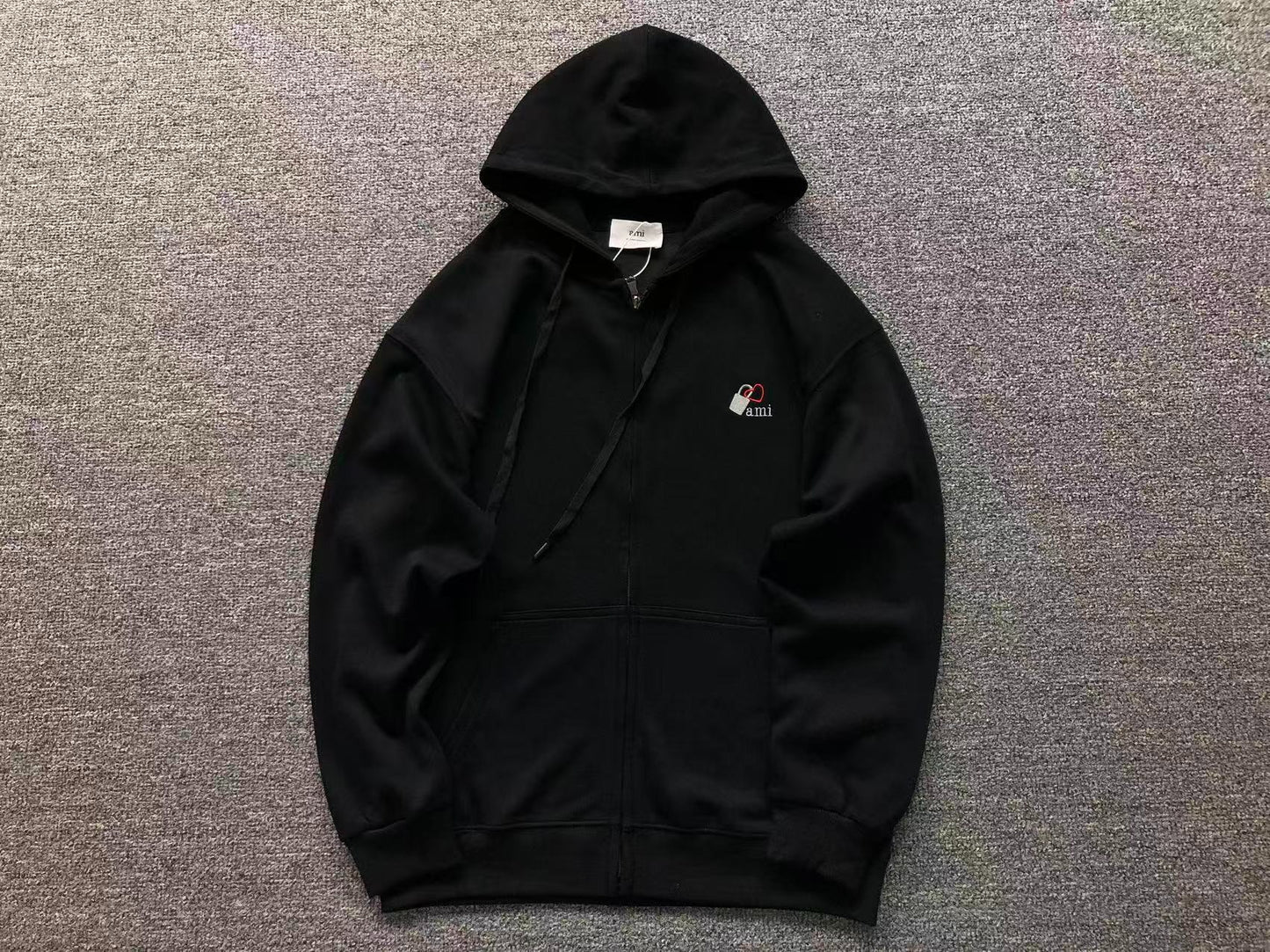Moletom com Capuz AMI Paris Zip Hoodie Logo Coração