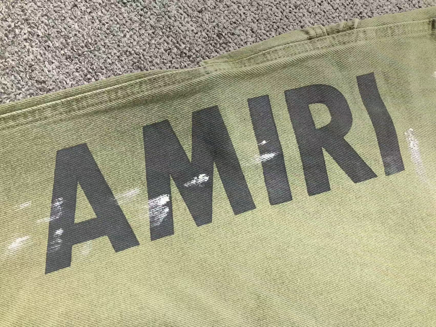 Calça AMIRI Military Green Logo Cargo Denim