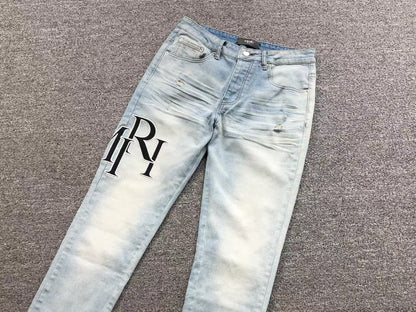 Calça AMIRI TR Monogram Ice Blue Denim