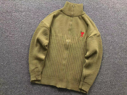 Suéter AMI Paris Gola Alta Zip Heart