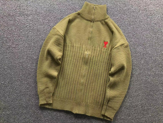 Suéter AMI Paris Gola Alta Zip Heart