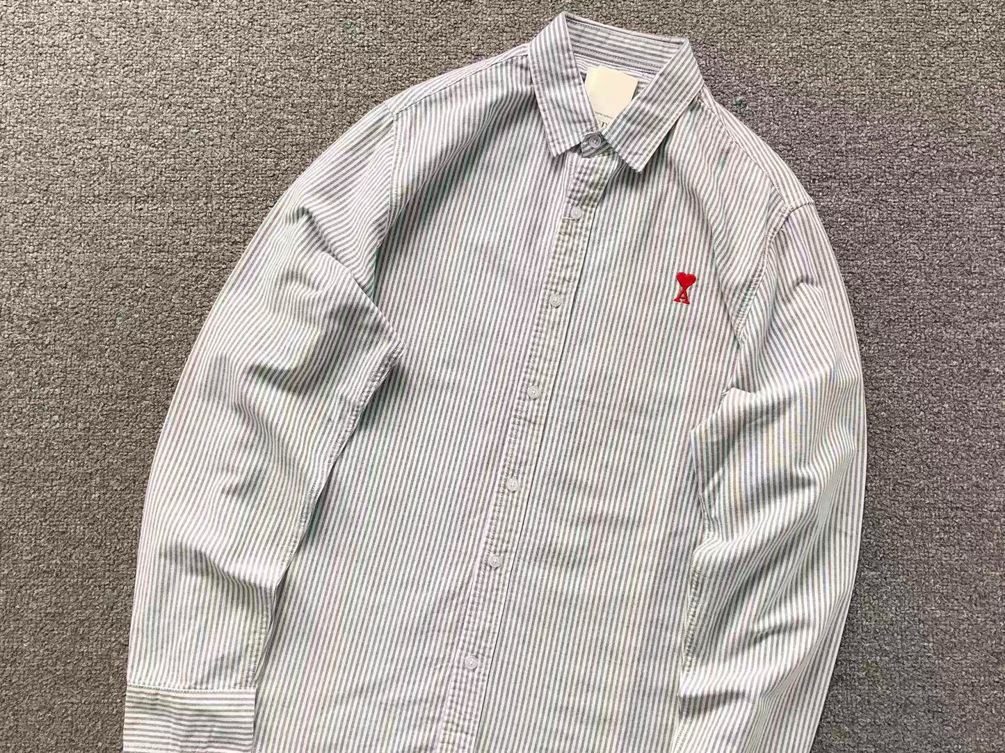 Camisa AMI Paris Striped Mini Heart Premium