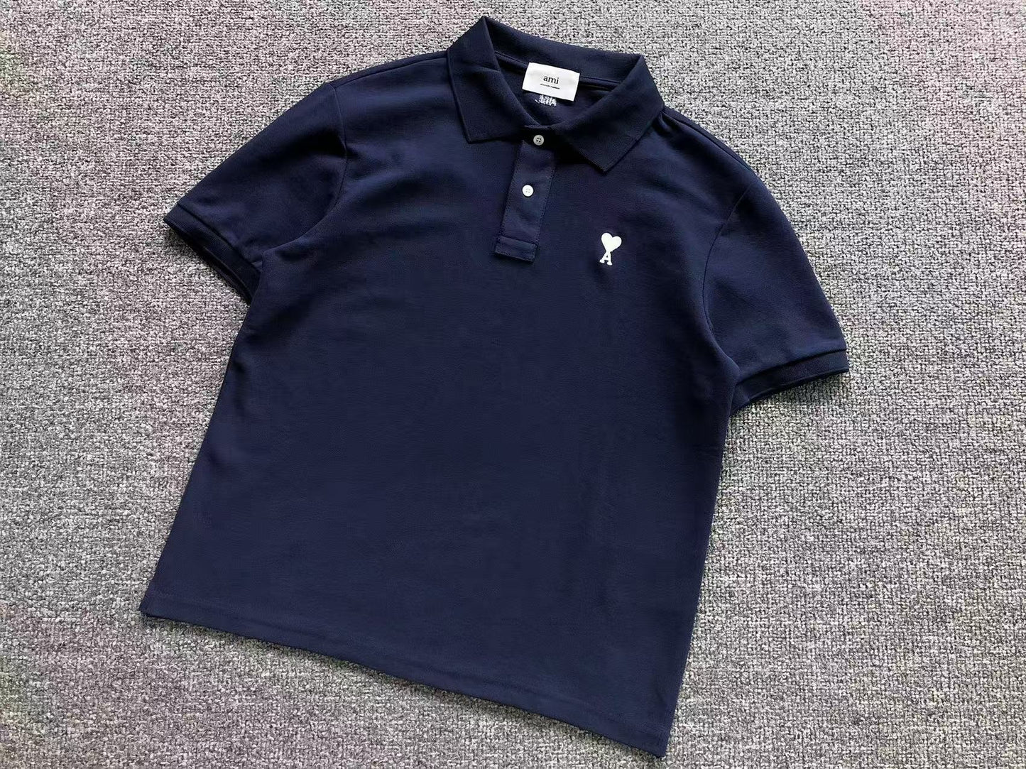 Camiseta Polo AMI Paris Mini Heart Logo Contrast Classic