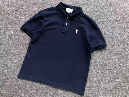 Camiseta Polo AMI Paris Mini Heart Logo Contrast Classic