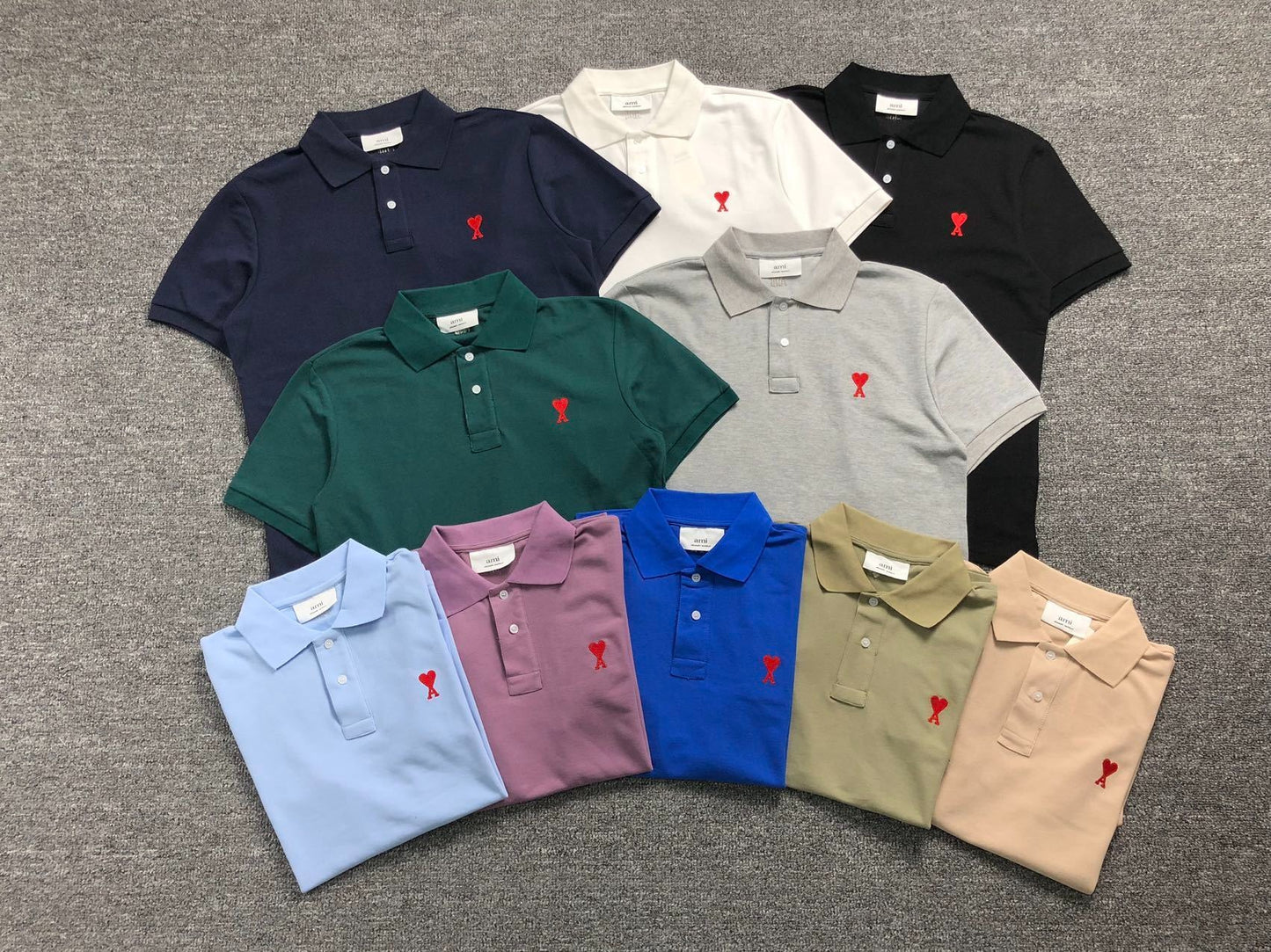 Camisa Polo AMI Paris Mini Heart Logo Classic