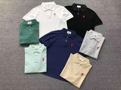 Camisa Polo AMI Paris Mini Heart Logo Classic