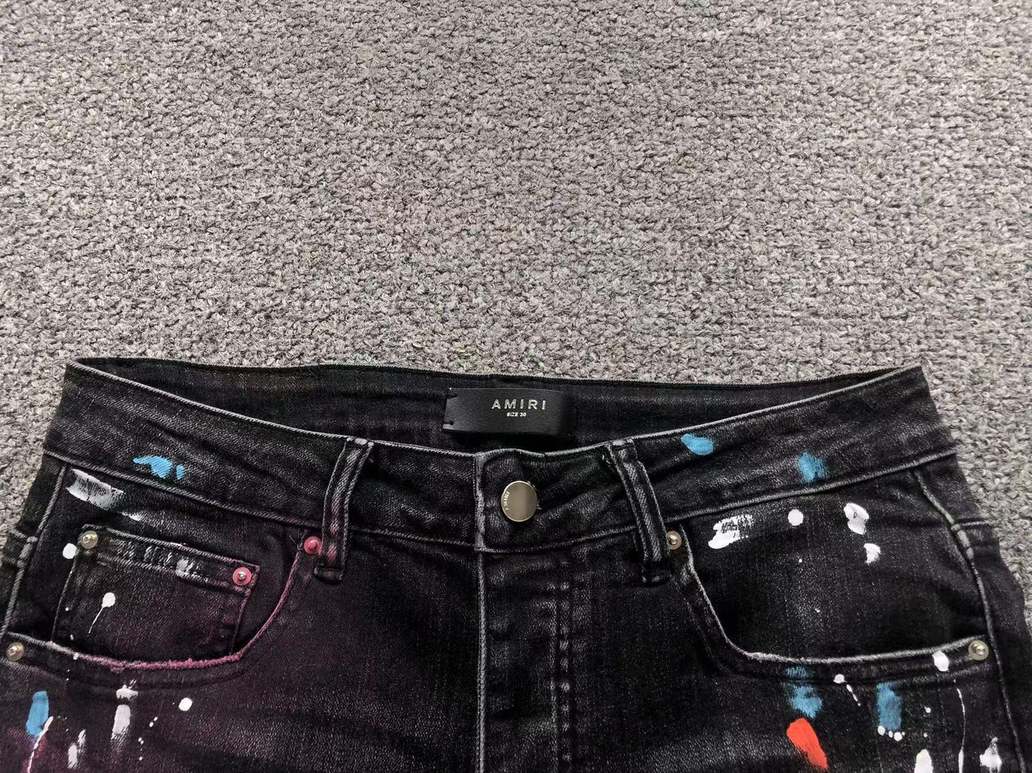 Calça AMIRI Galaxy Paint Black Denim