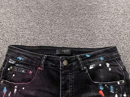 Calça AMIRI Galaxy Paint Black Denim