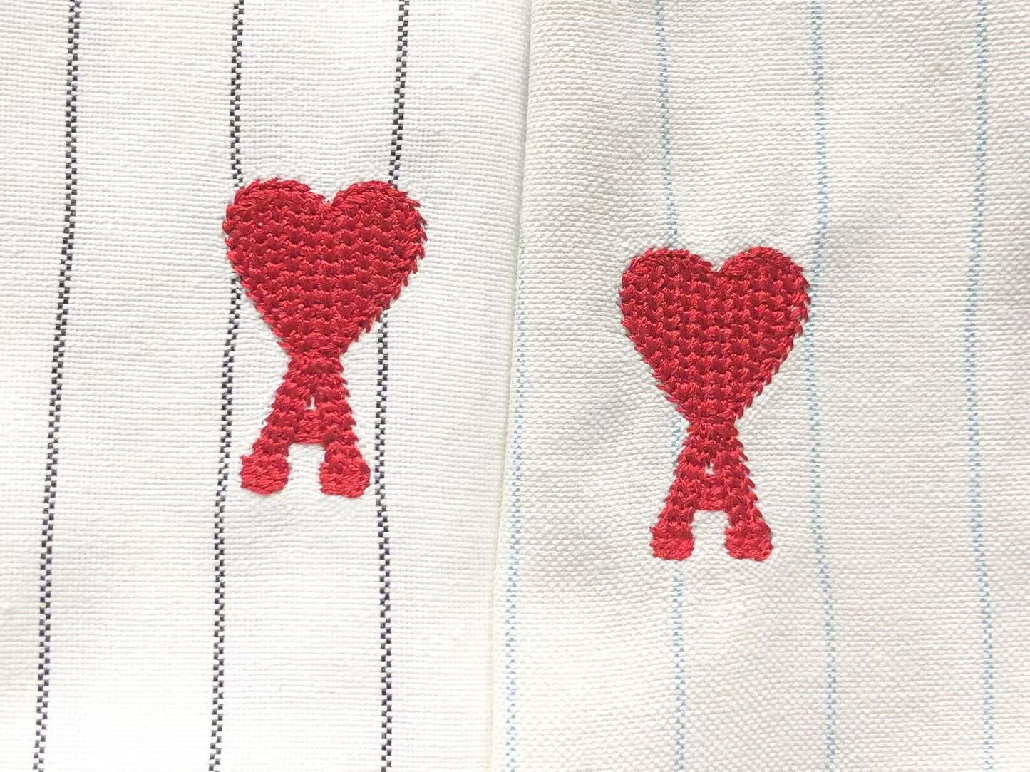 Camisa AMI Paris Striped Heart Manga Longa