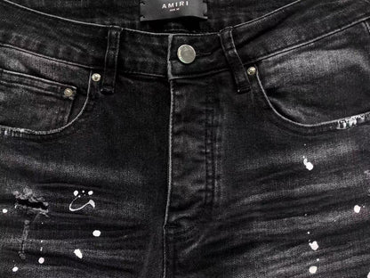 Calça AMIRI Black Paint Wash Denim