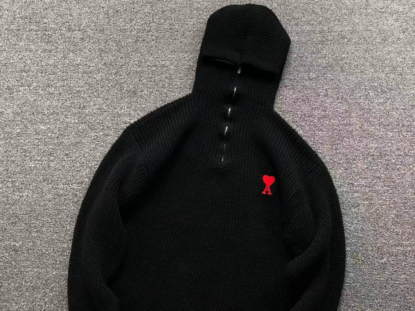 Suéter AMI Paris Knit Half-Zip Coração Minimal