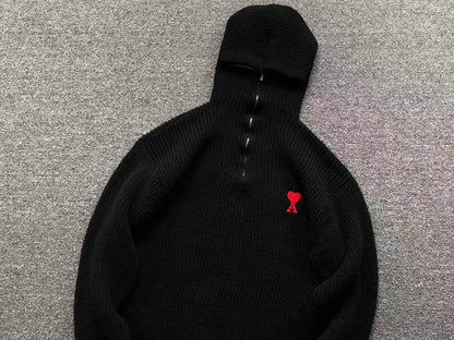 Suéter AMI Paris Knit Half-Zip Coração Minimal